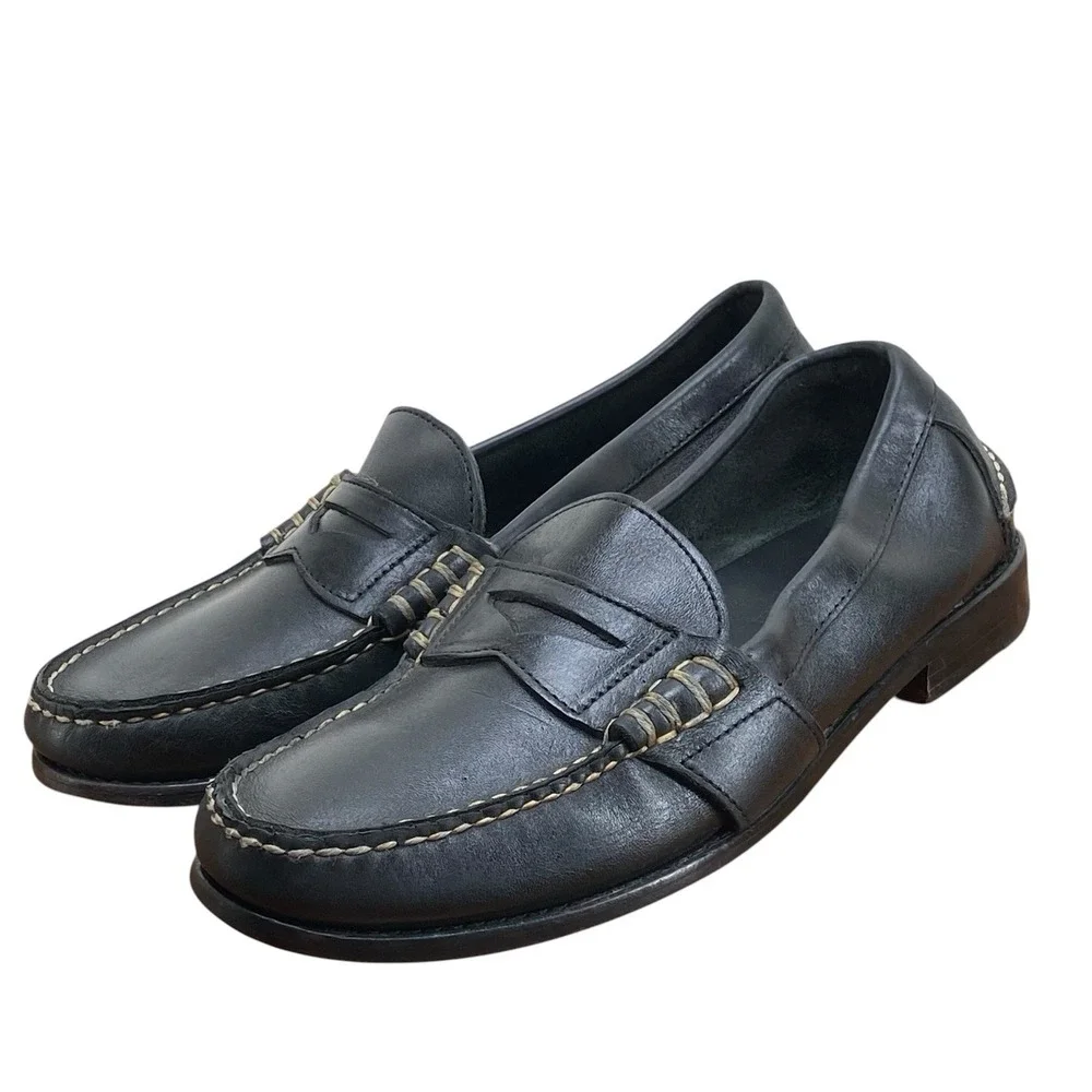 Polo Ralph Lauren Edric Leather Penny Loafers Men's Size 10D Black USA Rancourt
